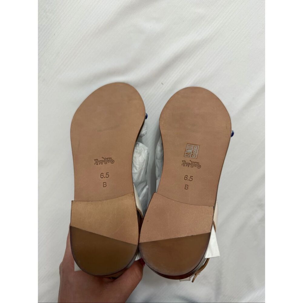 COACH Sadie New Semi Matte Flat Sandals Women’s Size 6.5 6 1/2 B Medium Chalk - Picture 9 of 9